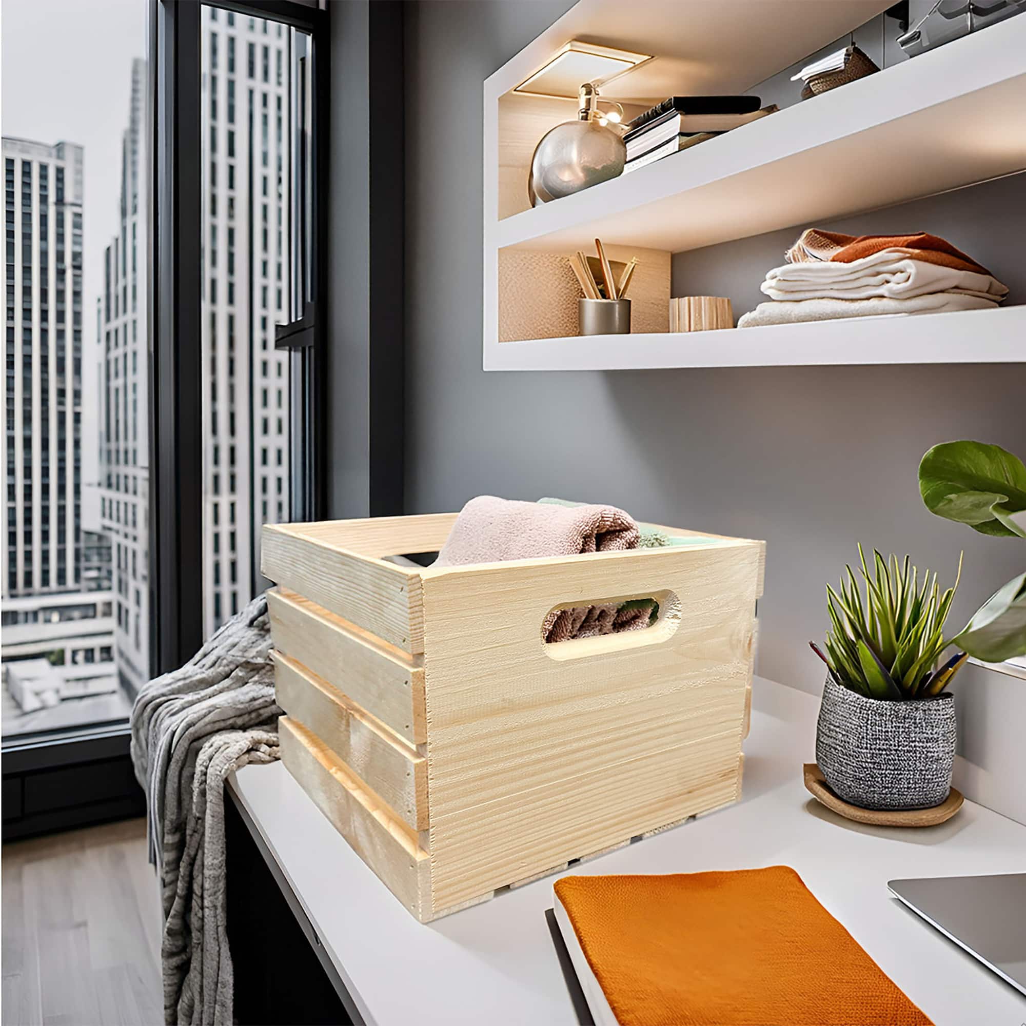 6 Pack: 9.25" x 12.5" x 12.5" Pinewood Crate by Make Market®